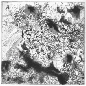 Impression du sol 1, burin, 2020