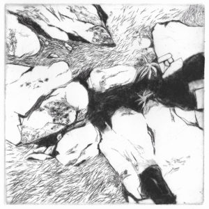 Impression du sol 2, burin, 2020